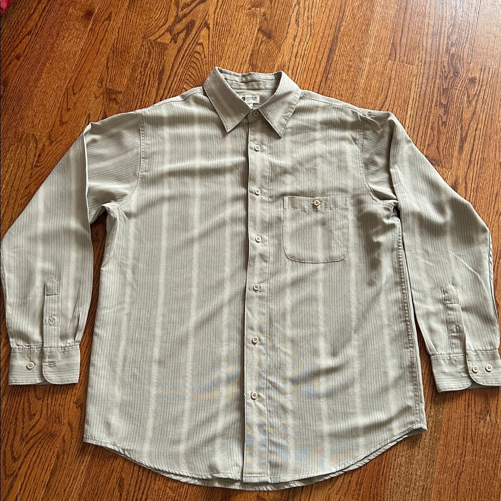 Haggar Khaki Striped Shirt
